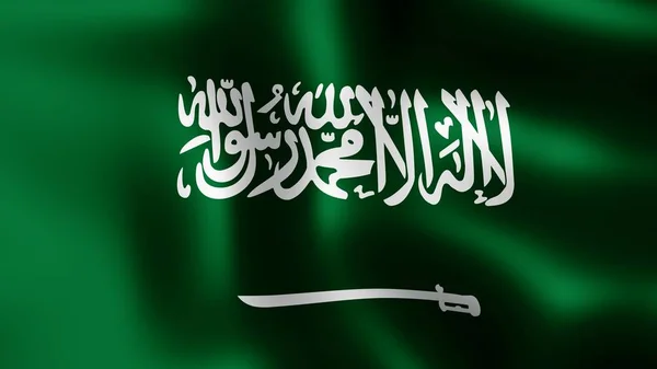Flag Kingdom of Saudi Arabia, fluttering in the wind. 3D rendering. It is different phases of the movement close-up flag in the wind. — Stock Photo, Image