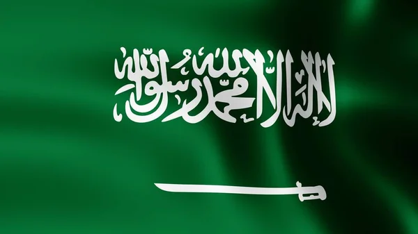Flag Kingdom of Saudi Arabia, fluttering in the wind. 3D rendering. It is different phases of the movement close-up flag in the wind. — Stock Photo, Image