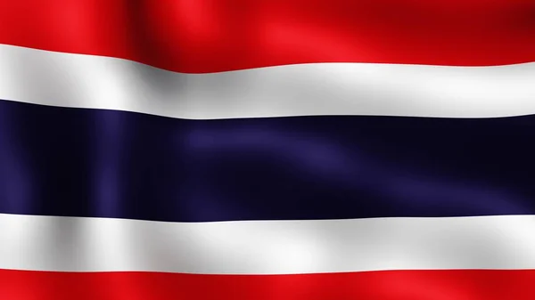 Flaggenkönigreich Thailand, flatternd im Wind. 3D-Darstellung. Es sind verschiedene Phasen der Bewegung Nahaufnahme Flagge im Wind. — Stockfoto