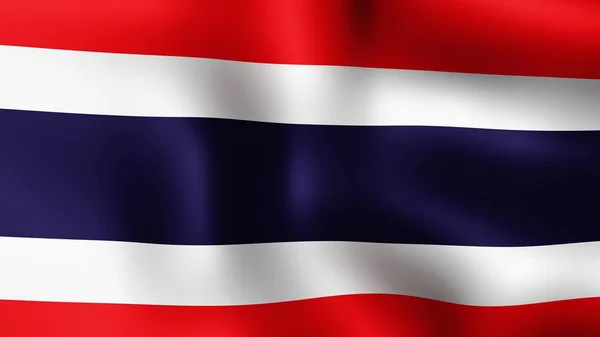 Flaggenkönigreich Thailand, flatternd im Wind. 3D-Darstellung. Es sind verschiedene Phasen der Bewegung Nahaufnahme Flagge im Wind. — Stockfoto