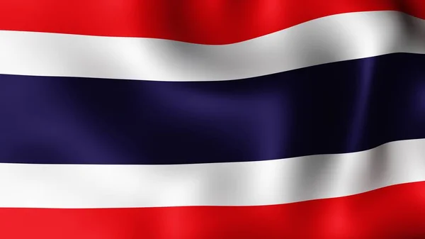 Bandeira do Reino da Tailândia, agitando-se ao vento. Renderização 3D. São fases diferentes da bandeira de close-up de movimento no vento . — Fotografia de Stock