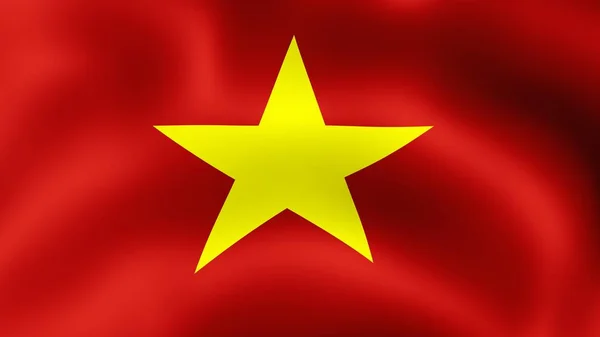 Drapeau République socialiste du Vietnam, flottant dans le vent. rendu 3D. Ce sont différentes phases du mouvement drapeau rapproché dans le vent . — Photo