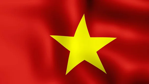 Die Flagge der sozialistischen Republik Vietnam flattert im Wind. 3D-Darstellung. Es sind verschiedene Phasen der Bewegung Nahaufnahme Flagge im Wind. — Stockfoto