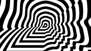 Konsantrik yaklaşmakta olan sembol, Jean-Claude Juncker siluet doğru profili - optik, görsel yanılsama. 3d render animasyon döngü. 