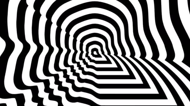 Концентрический встречный символ, силуэт Жан-Клода Юнкера левой профиль - оптическая, визуальная иллюзия. Анимация 3D-рендеринга . — стоковое видео