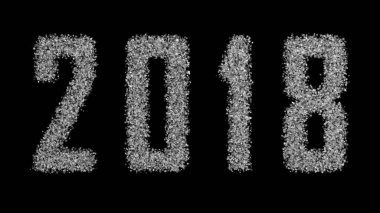 2018 yeni yıl yazıt siyah bir zemin üzerine küçük kar taneleri oluşan. Ekran modunda kullanarak görüntülemek için.