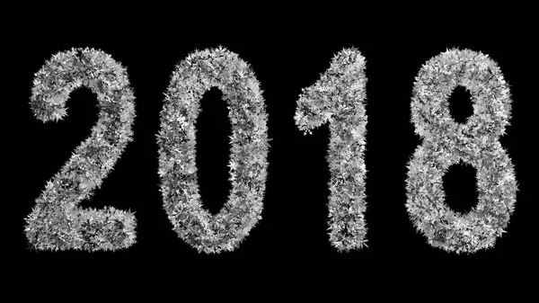 2018 yeni yıl yazıt siyah bir zemin üzerine büyük kar taneleri oluşan. Ekran modunda kullanarak görüntülemek için.