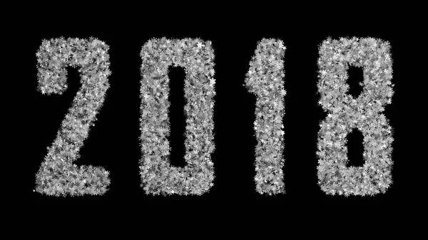 2018 yeni yıl yazıt siyah bir zemin üzerine orta kar taneleri oluşan. Ekran modunda kullanarak görüntülemek için.