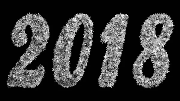 2018 Uusi vuosi merkintä koostuu suurista lumihiutaleista mustalla taustalla. Optimaalinen käytettäväksi näyttötilassa . — kuvapankkivalokuva