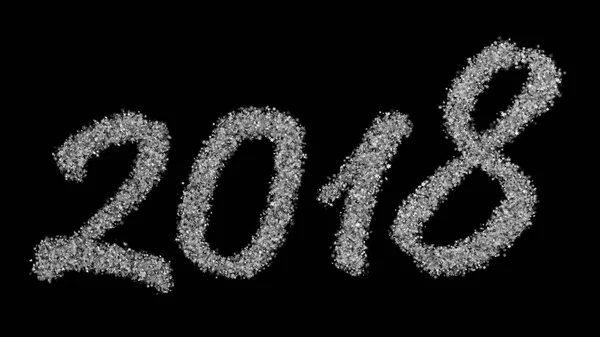 2018 Uusi vuosi merkintä koostuu pienistä lumihiutaleista mustalla pohjalla. Optimaalinen käytettäväksi näyttötilassa . — kuvapankkivalokuva