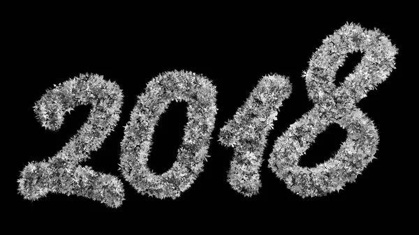 2018 Uusi vuosi merkintä koostuu suurista lumihiutaleista mustalla taustalla. Optimaalinen käytettäväksi näyttötilassa . — kuvapankkivalokuva