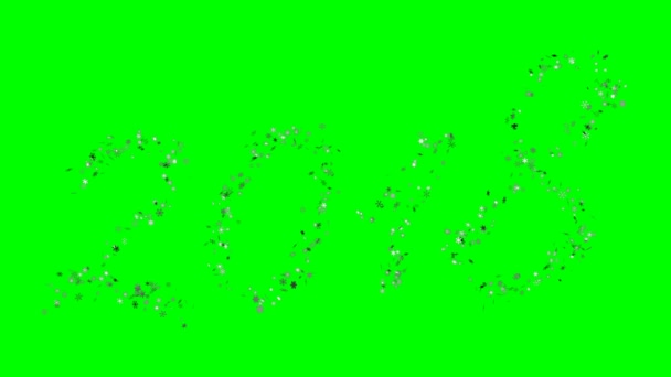 2018 New Year inscription consisting of growing snowflakes on a green screen. Optimal for using in screen mode. 4K, 3840x2160. — Stock Video