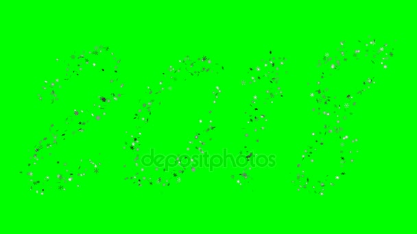 2018 Nieuwjaar inscriptie uit groeiende sneeuwvlokken op een groen scherm. Optimaal voor het gebruik in het scherm. 4k, 3840 x 2160. — Stockvideo