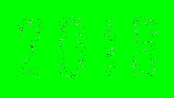 Nowy Rok 2018 napis składający się z uprawy płatki śniegu na zielonym ekranie. Optymalny w tryb ekranu. 4k, 3840 x 2160. — Wideo stockowe