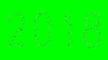Kar taneleri yeşil bir ekran üzerinde büyüyen oluşan 2018 yeni yıl yazıt. Ekran modunda kullanmak için en iyi. 4k, 3840 x 2160.