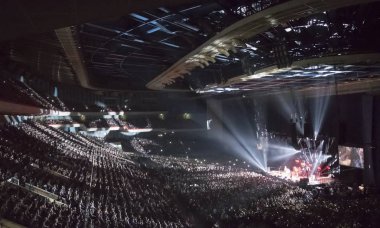 Moskova, Rusya - 3 Ekim 2017: Konser Sting 57 ve 9 tur alır. Konser Salonu Olimpiyat. 