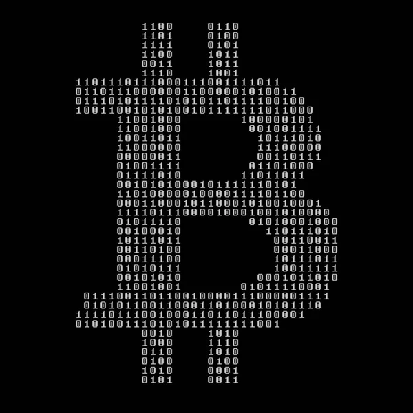 Símbolo Bitcoin Consiste Ceros Unos Sobre Fondo Negro — Foto de Stock