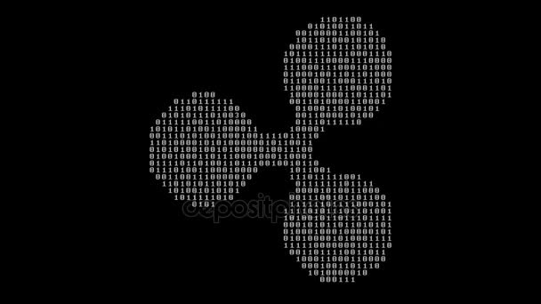 から成るバイナリ コードでリップルのシンボルは 黒の背景で点滅します 3840 2160 ループ動画 — ストック動画