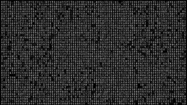 Símbolo Ondulação Código Hexadecimal Mostra Fundo Preto 3840X2160 Looped Vídeo — Vídeo de Stock