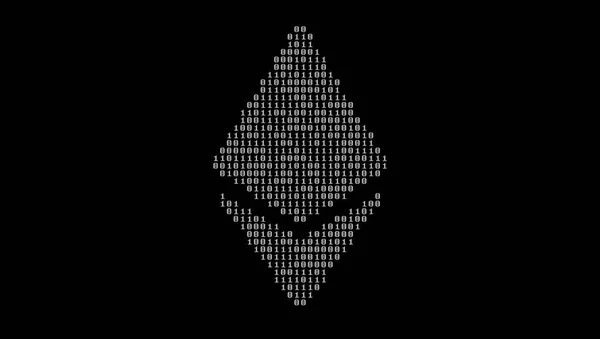 ゼロと黒の背景上のものから成るバイナリ コードで Ethereum のシンボル — ストック写真