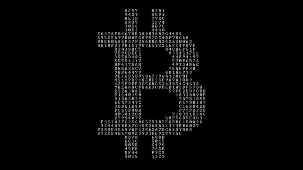 Symbol Bitcoin Ethereum Ripple Hexadecimal Code Shows Black Background — Stock Video