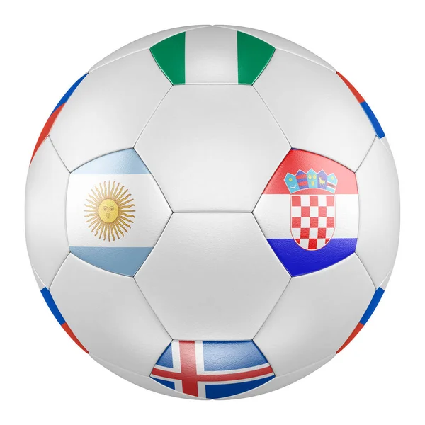 Ballon Football Avec Des Drapeaux Groupe Argentine Islande Croatie Nigeria — Photo