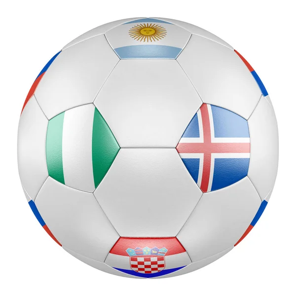 Ballon Football Avec Des Drapeaux Groupe Argentine Islande Croatie Nigeria — Photo