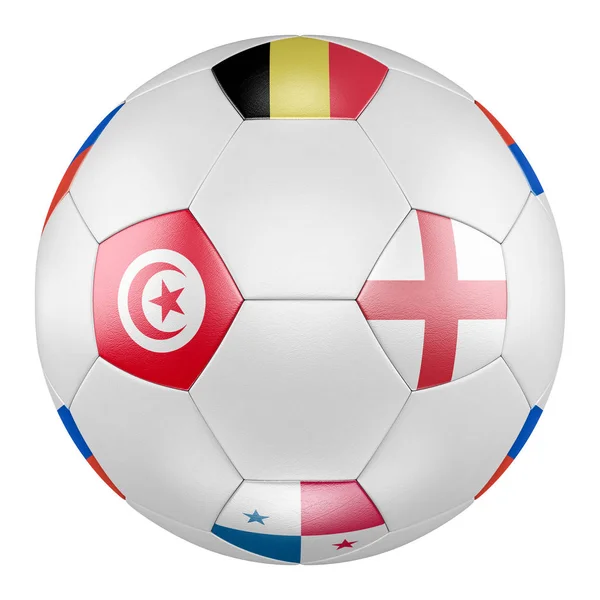 Piłka Nożna Grupy Flagi Panamy Tunezja Belgii Anglii Białym Tle — Zdjęcie stockowe