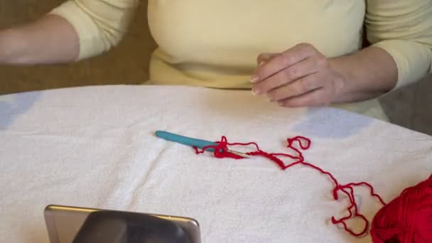 Online Conducting Video Tutorial Knitting Using Mobile Technology Distance Learning — Stock Video