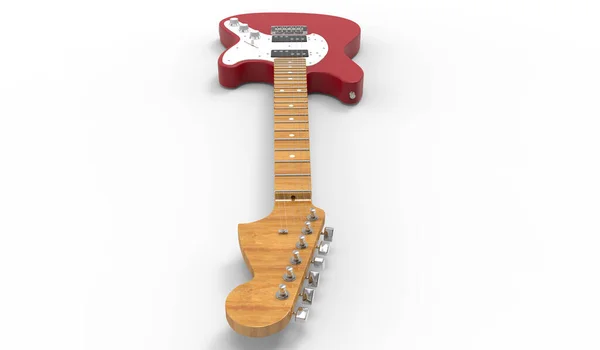 Representación Realista Guitarra Roja Sobre Fondo Blanco — Foto de Stock