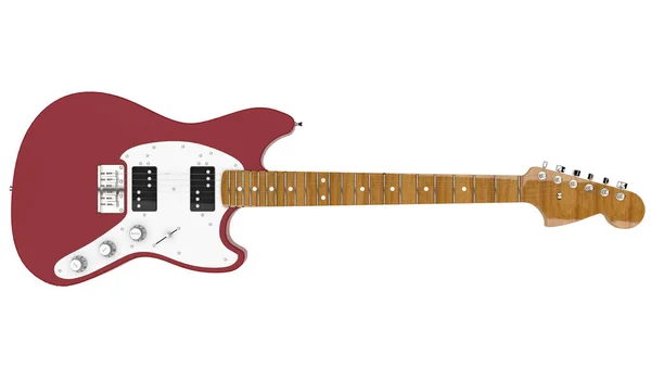 Chitarra Rossa Rendering Realistico Sfondo Bianco — Foto Stock