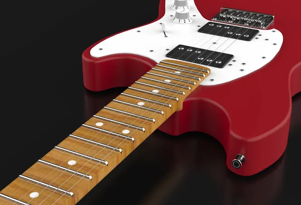 Guitarra Roja Renderizado Realista Sobre Fondo Negro —  Fotos de Stock