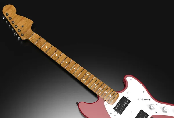 Chitarra Rossa Rendering Realistico Sfondo Nero — Foto Stock