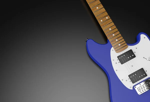 Blue guitar 3D realistic render on black background