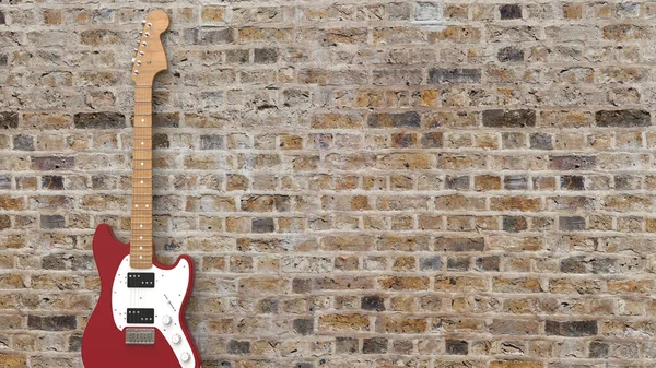 Guitarra Roja Renderizado Realista — Foto de Stock