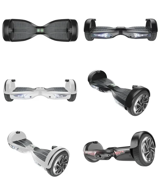 Απεικόνιση Ενός Hoverboard Gyroscooter Διάφορα Χρώματα Και Διάφορες Θέσεις — Φωτογραφία Αρχείου