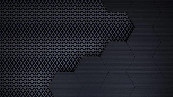 Black hexagons grid template background 3d illustration — Stock Photo, Image