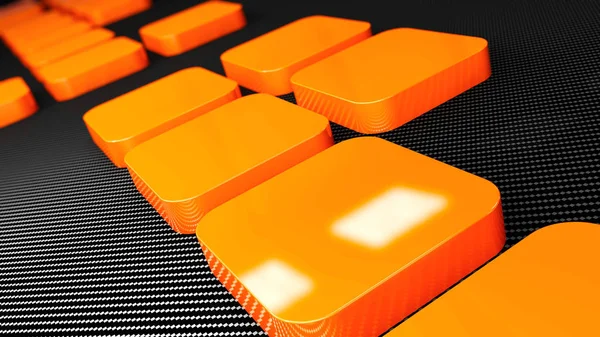 3d orange  metal and carbon squares background, 3d illustration — Stock Photo, Image