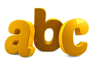 altın metal abc alfabesi harfleri 3d render illüstrasyon
