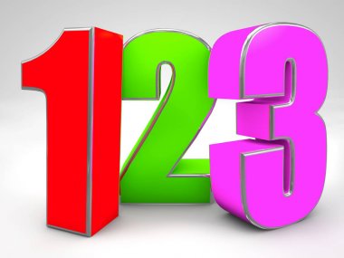 123 renkli resimler 3d render illüstrasyon