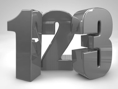 123 metal resimler 3d render illüstrasyon, okul öncesi eğitim