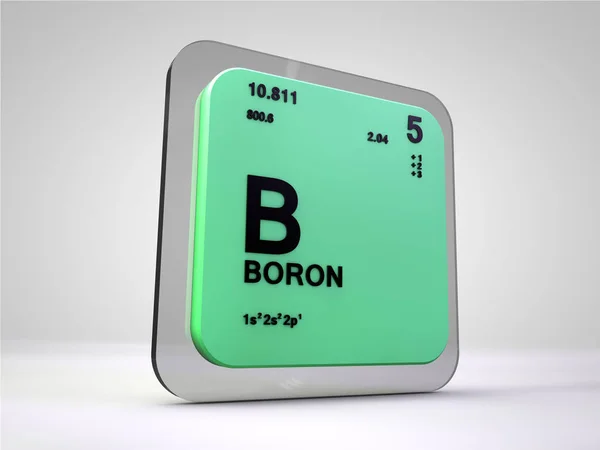 Boro - B - elemento químico tabela periódica 3d render — Fotografia de Stock