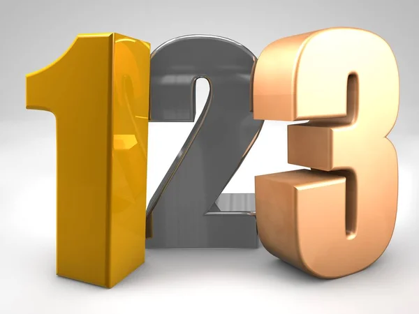 123 metal resimler 3d render illüstrasyon, okul öncesi eğitim