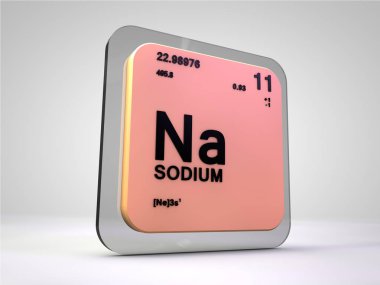 Sodyum - Na - kimyasal element periyodik tablo 3d render