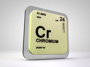 Krom - Cr - kimyasal element periyodik tablo 3d render