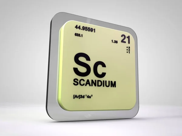 Escândio - Sc - elemento químico tabela periódica 3d render — Fotografia de Stock