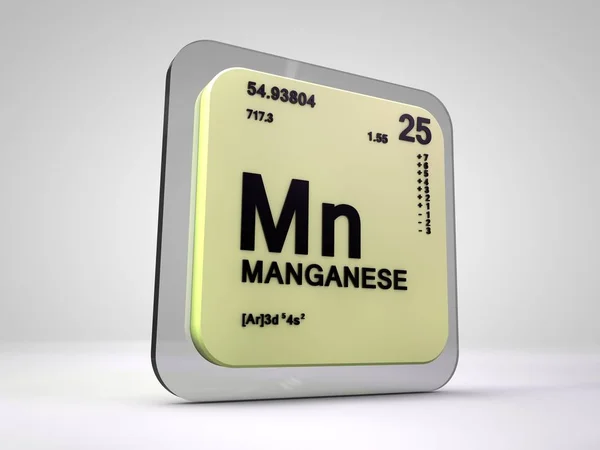 Manganeso - Mn - elemento químico tabla periódica 3d render —  Fotos de Stock