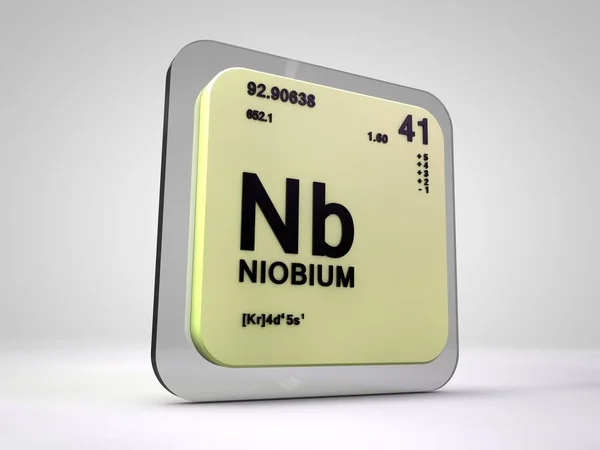 Niobio - Nb - elemento químico tabla periódica 3d render —  Fotos de Stock