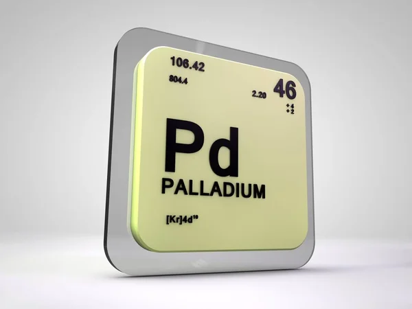 Paládio - Pd - elemento químico tabela periódica 3d render — Fotografia de Stock