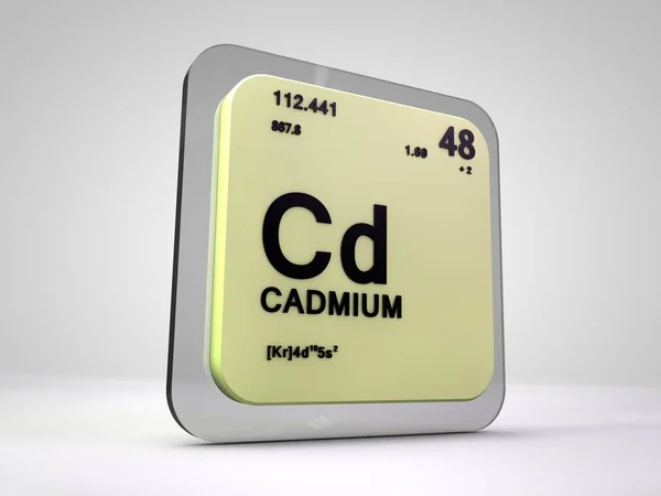 Kadmium - Cd - kémiai elemek periódusos 3d render — Stock Fotó